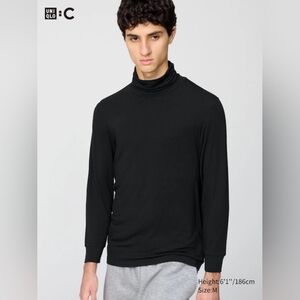Uniqlo Heattech Extra Warm Cashmere Blend Turtleneck Black Mens Size Medium